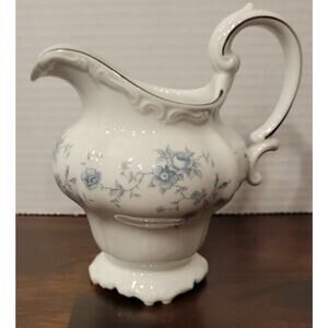 Vtg Johann Haviland Porcelain Creamer Blue Garland Silver Trim Bavaria Germany